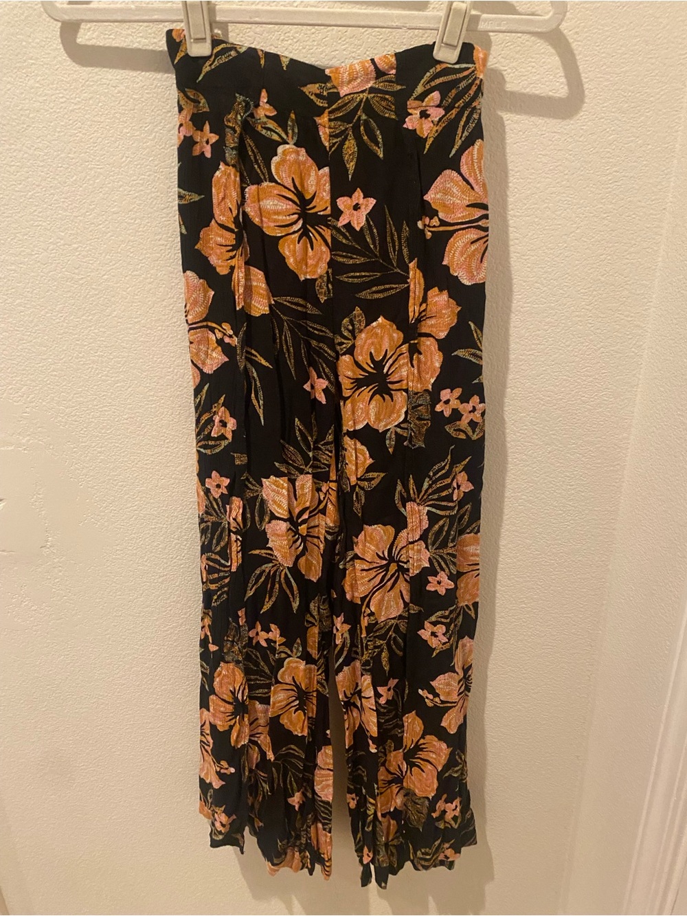 Billabong Floral Pants with Orange Hibiscus Print
